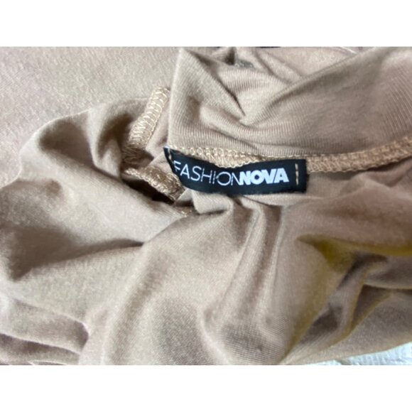 Fashion Nova Tan XL Twist Front Crop Top High Waist Flared Pants Set SEXY CASUAL - Picture 8 of 9